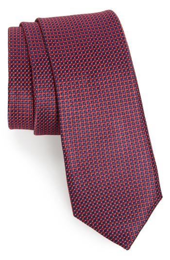 Men's Nordstrom Men's Shop Colombo Neat Silk Tie, Size - Red