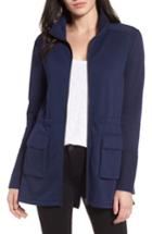 Women's Caslon Gathered Waist Front Zip Jacket - Blue