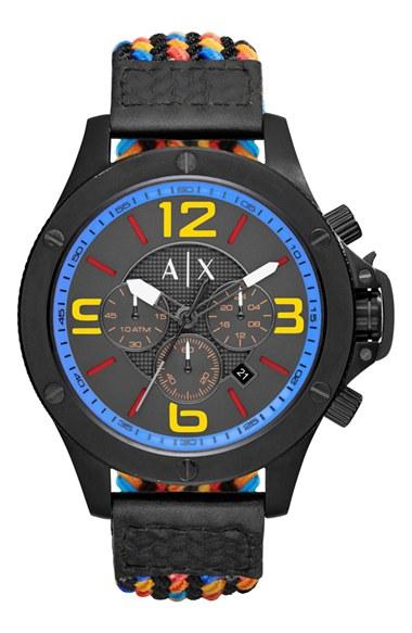 Men's Ax Armani Exchange Chronograph Woven Cord Strap Watch, 48mm