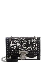 Balmain Box Laser Cut Floral Leather Shoulder Bag - Black