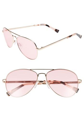 Women's Chelsea28 Alibi 59mm Metal Aviator Sunglasses - Gold- Light Rose Lens
