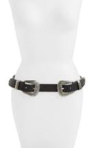 Women's Topshop Double Buckle Faux Leather Western Belt - Black