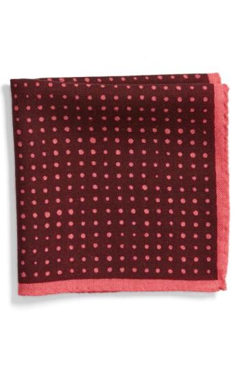 Men's Bonobos Tivoli Dot Wool Pocket Square, Size - Pink