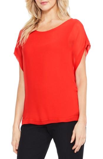 Women's Vince Camuto Chiffon Overlay Knit Top - Orange