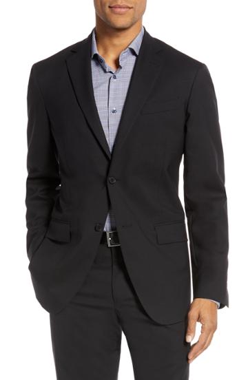 Men's Nordstrom Men's Shop Tech-smart Trim Fit Stretch Wool Travel Sport Coat L - Black