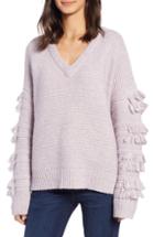 Women's Madewell Fringe Sleeve Pullover Sweater, Size - Purple