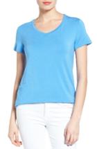 Petite Women's Halogen Modal Jersey V-neck Tee, Size P - Yellow