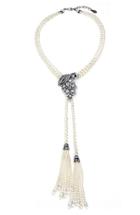 Women's Ben-amun Faux Pearl And Crystal Tassel Necklace