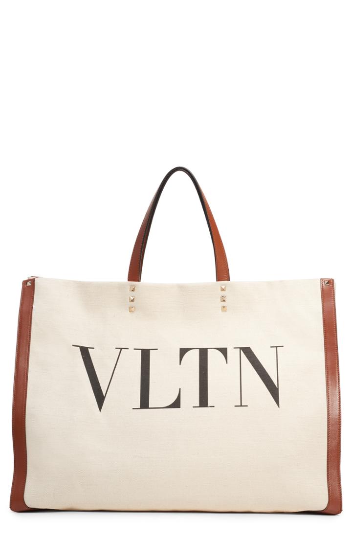 Valentino Garavani Grande Plage Vltn Logo Tote - Ivory