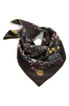 Women's Ted Baker London Unity Floral Small Square Silk Scarf, Size - Black