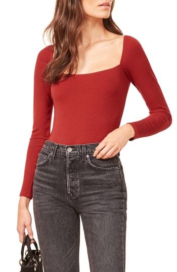 Women's Reformation Gaia Bodysuit - Red