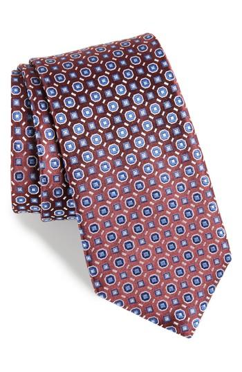 Men's Boss Medallion Neat Silk Tie, Size - Red