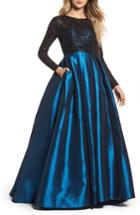 Women's Mac Duggal Embellished Taffeta Ballgown - Blue