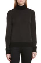 Women's Joseph Merino Trim Turtleneck Sweater - Black