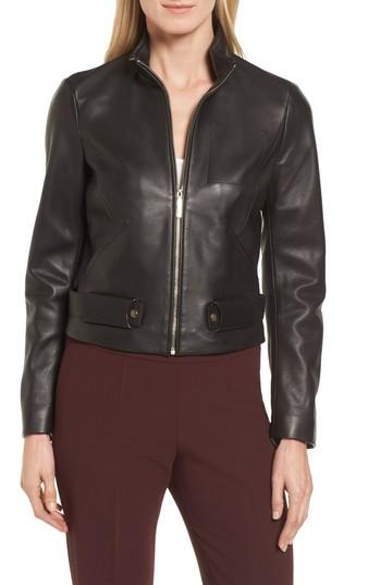 Women's Boss Sanuvo Leather Jacket - Black