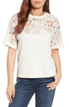 Women's Halogen Lace Detail Sweatshirt - Ivory