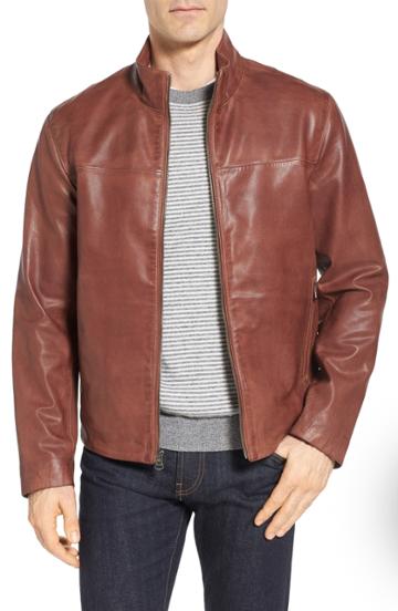Men's Cole Haan Signature Washed Leather Jacket, Size - Brown