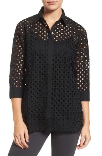 Women's Foxcroft Gigi Eyelet Cotton Tunic - Black