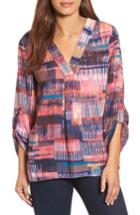 Women's Chaus Colorful Canvas Roll Sleeve Blouse - Pink