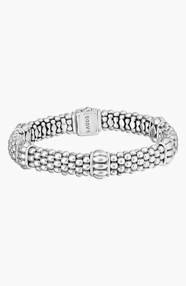 Women's Lagos Fluted Station Caviar Rope Bracelet