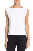 Women's Eileen Fisher Stretch Organic Cotton Bateau Neck Crop Shell - White