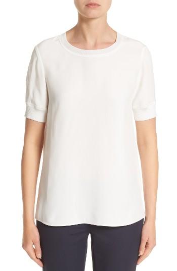 Women's Lafayette 148 New York Brona Silk Blouse, Size - White