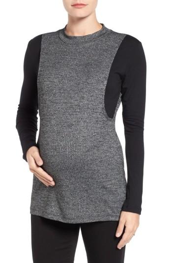 Women's Lab40 'brie' Colorblock Maternity/nursing Sweater - Grey