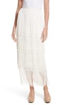 Women's Rachel Comey Gyre Tiered Fringe Silk & Linen Skirt - Ivory