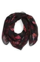 Women's Alexander Mcqueen Skull Print Silk Scarf, Size - Black