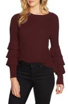 Women's 1.state Tiered Ruffle Sleeve Sweater - Burgundy