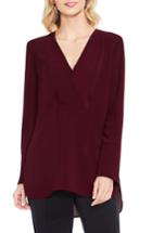 Petite Women's Vince Camuto Double V-neck Placket Blouse P - Red