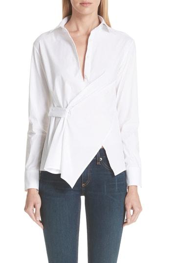 Women's Palmer//harding Twisted Poplin Blouse Us / 8 Uk - White