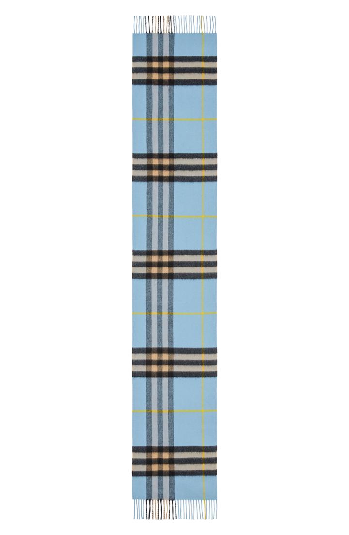 Women's Burberry Giant Check Cashmere Scarf, Size - Blue