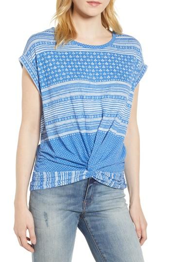 Women's Lucky Brand Twist Front Print Tee - Blue
