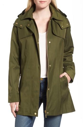 Petite Women's Kristen Blake Fit & Flare Anorak Jacket P - Green