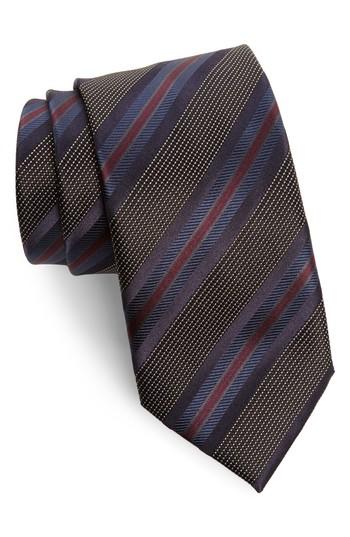 Men's Brioni Stripe Silk Tie, Size - Grey