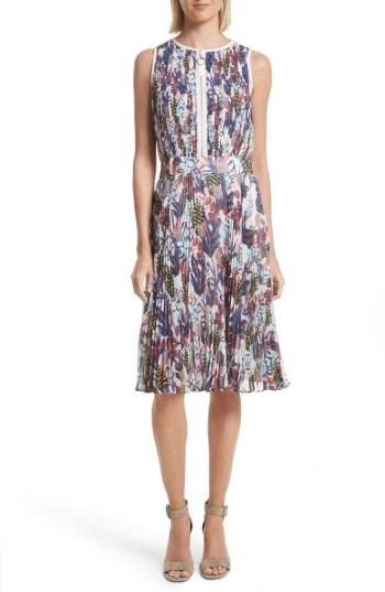 Women's Grey Jason Wu Print Pleated Chiffon Dress