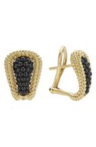Women's Gold & Black Caviar Tapered Omega Clip Earrings