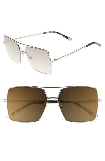 Women's Web 57mm Square Metal Aviator Sunglasses - Gold/ Brown