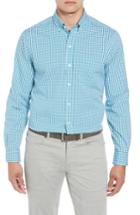 Men's Cutter & Buck Regular Fit Gingham Non-iron Sport Shirt, Size - Blue