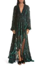 Women's Caroline Constas Olivia Velvet Devore Gown - Green