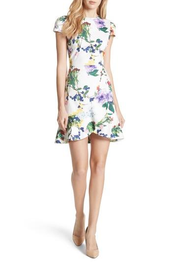 Women's Alice + Olivia Kirby Ruffled Floral Dress - White