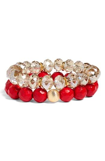 Women's Bourbon And Boweties Set Of 2 Stone Beaded Stretch Bracelets
