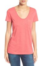 Petite Women's Caslon Relaxed Slub Knit U-neck Tee P - Red