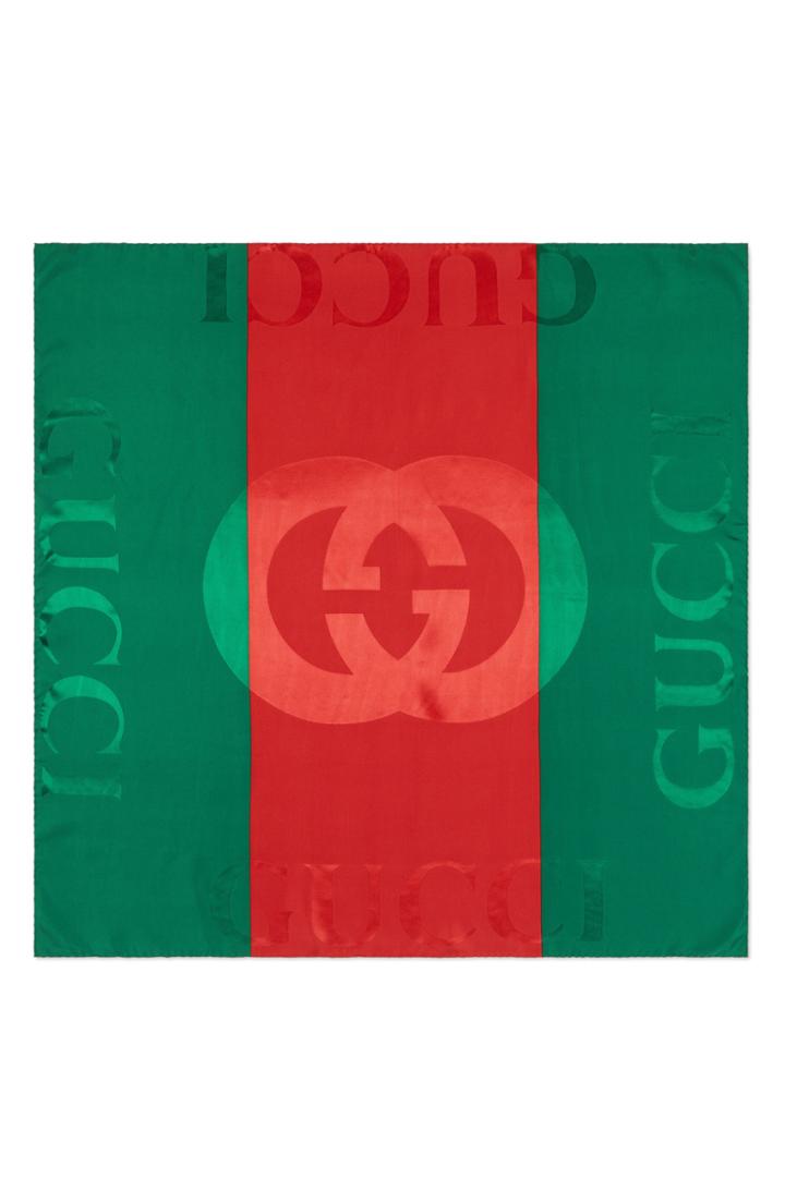 Women's Gucci Web Print Jacquard Silk Twill Scarf