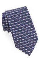 Men's Salvatore Ferragamo Squirrel & Snail Print Silk Tie, Size - Blue