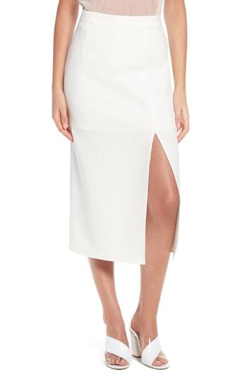 Women's Wayf Brady Satin Midi Skirt - Ivory