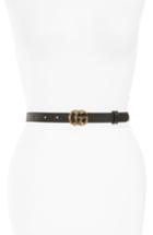 Women's Gucci Gg Crystal Buckle Leather Belt - Nero/ Multicolor