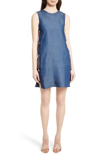 Women's Ted Baker London Tee Up Denim Side Lace Tunic Dress - Blue