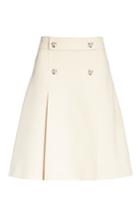 Women's Gucci Tiger Button Wool & Silk Crepe A-line Skirt Us / 40 It - Ivory